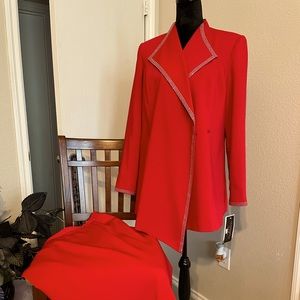 Three piece Red Sequin pantsuit w/matching skirt.  Never worn with tags.